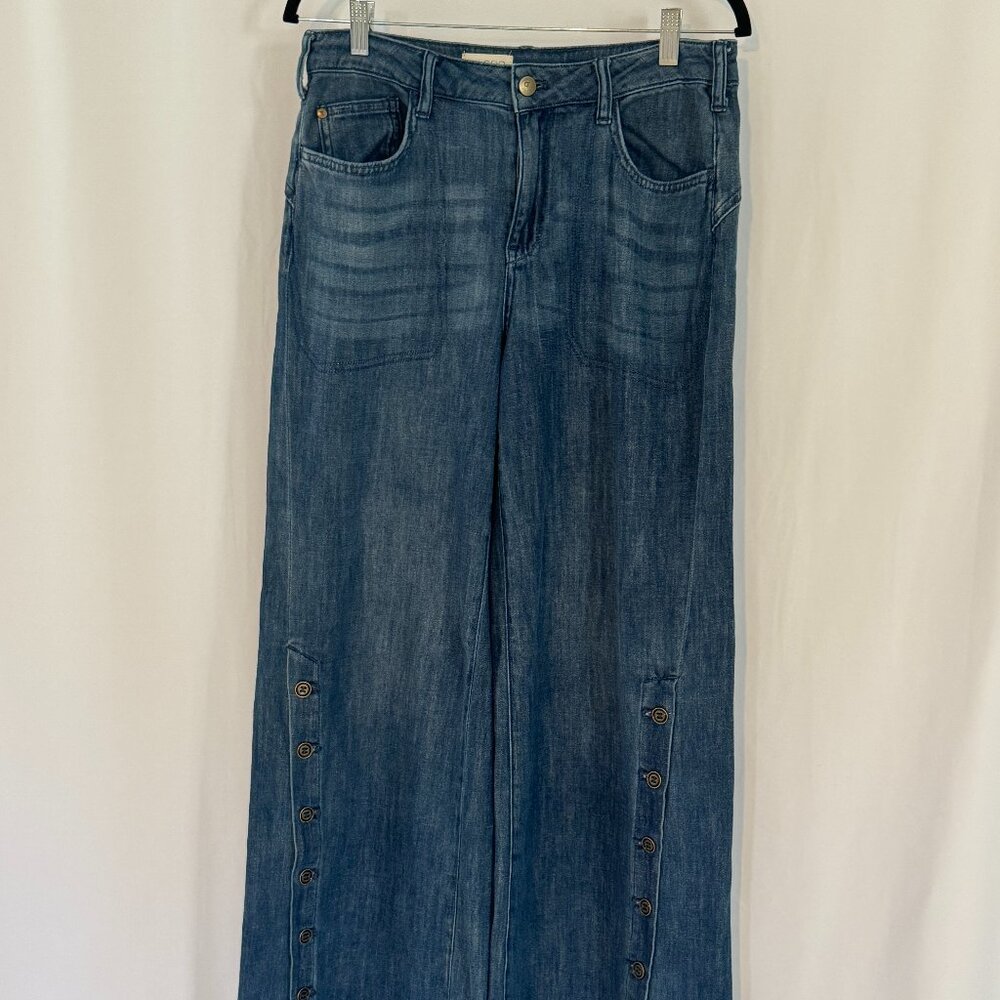 Pilcro (Free People) Wide Leg Button Detail Jeans Size 29
